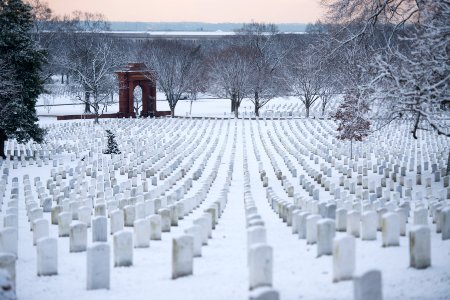 Snow blankets Arlington National Cemetery
