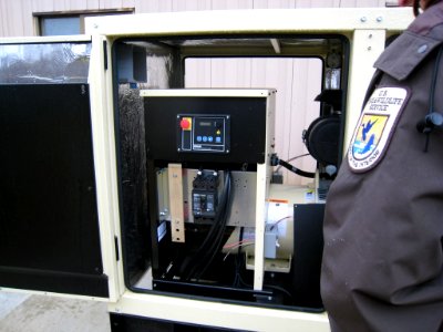 Internal View of Backup Power Generator Installed at Eastern Neck NWR in Maryland photo