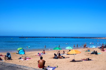 Playa de las Américas Beach, Tenerife in front of Clear Blue Sky