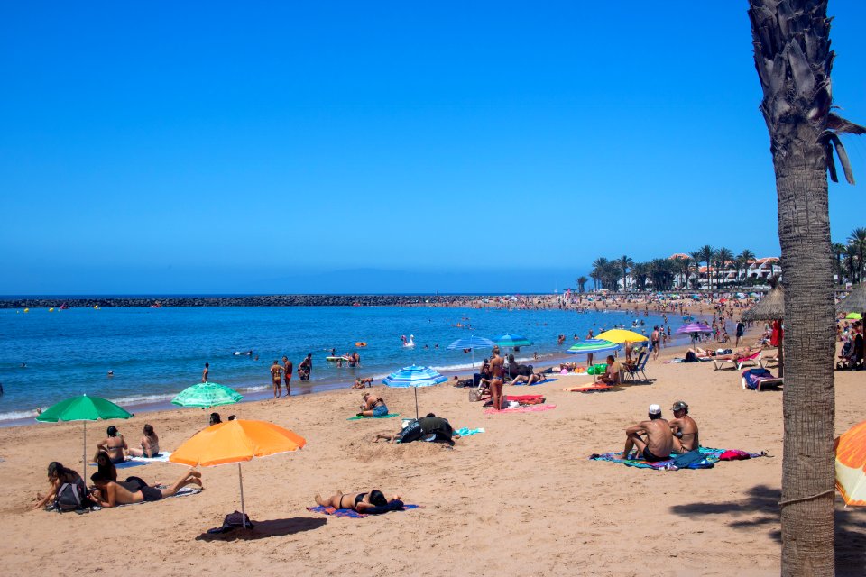 Playa de las Américas Beach, Tenerife in front of Clear Blue Sky