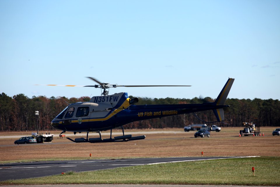 U.S. Fish and Wildlife Service helicopter touches down