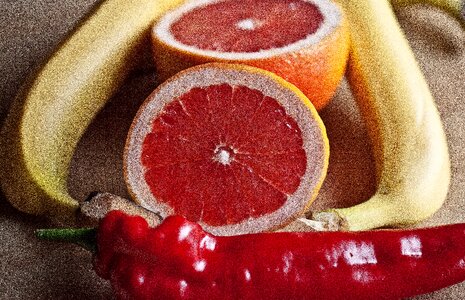 Banana red grapefruit red pepper