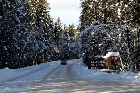 Glacier National Park Entrance Sign at West Glacier photo