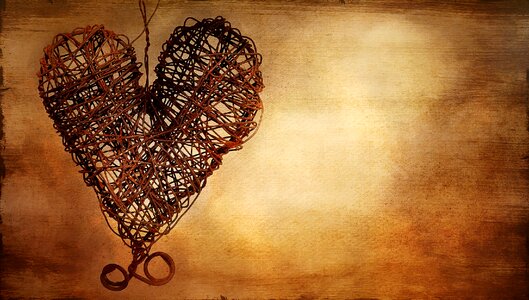 Wire heart painted painting