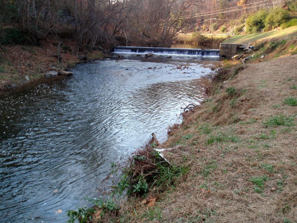 Looking Upstream at Veterans Memorial Park Dam