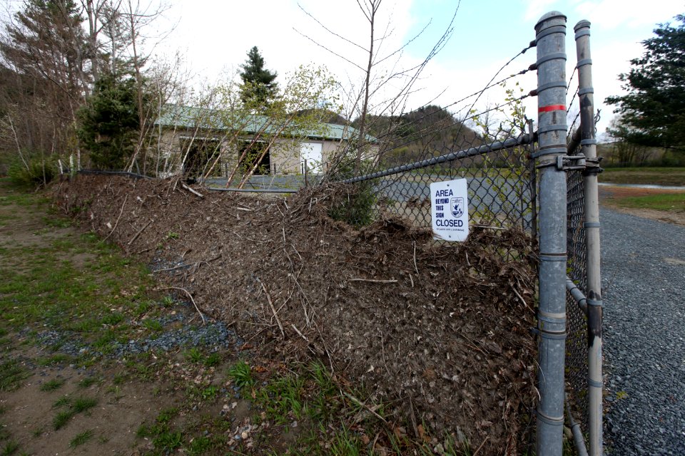 Evidence of flood levels on hatchery fence