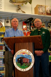 Senator Leahy and Secretary Salazar take questions