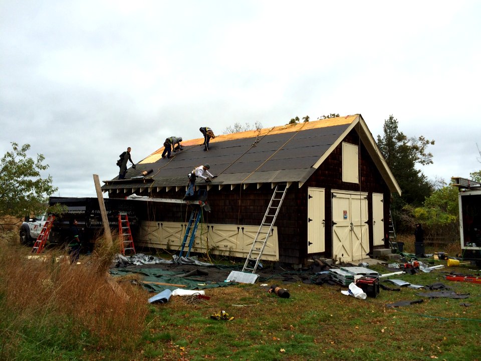 Long Island Wildlife Refuge Complex - Corn Crib during roof repair