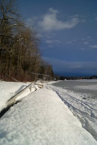 Docks on Frozen Lake photo