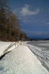 Docks on Frozen Lake