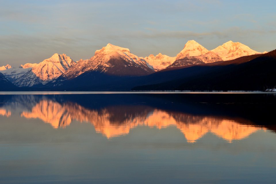Lake McDonald with Mt. Cannon, Mt. Brown, Little Matterhorn, Mt. Edwards, and Gunsight Mountain