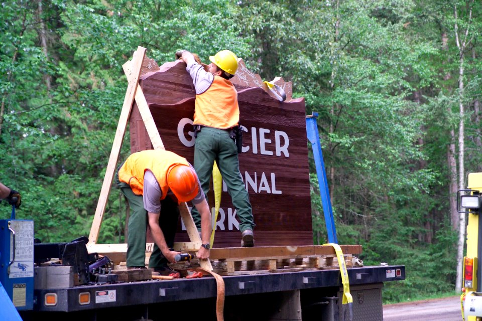 2006 Installation of New West Entrance Sign photo