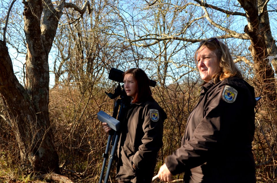 Refuge staff viewing Trustom Pond (RI)