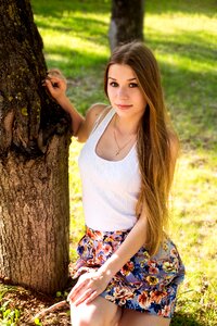 Girl nature trees photo