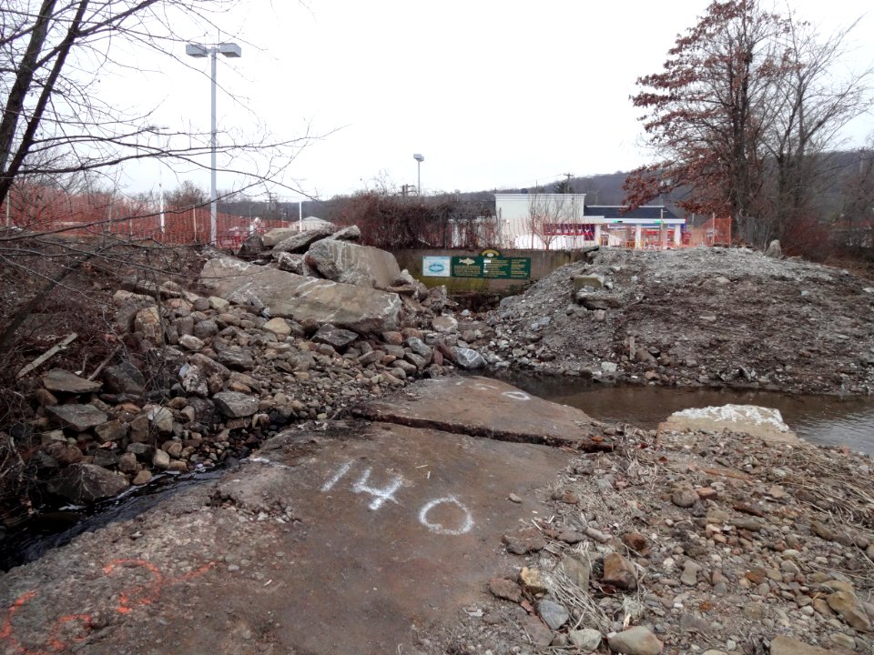 Pond Lily Dam site with fish passage signage after dam removal - Free ...