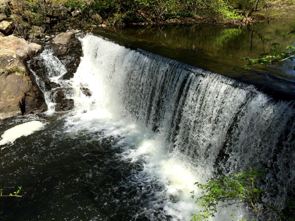 Close-up view of the Flock Process Dam in Norwalk, Connecticut