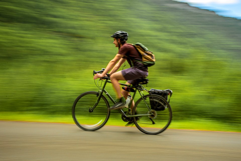 Biking Going-to-the-Sun Road in Spring photo