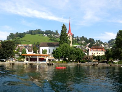 Travelling on the Lake Lucerne aboard the steam ship DS Uri