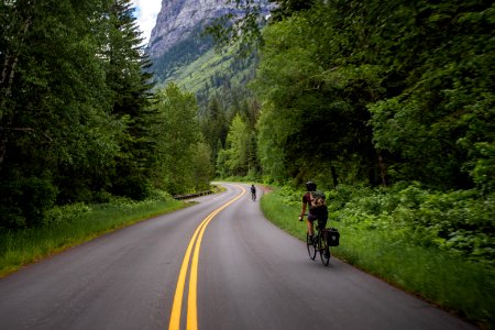 Biking Going-to-the-Sun Road in Spring photo