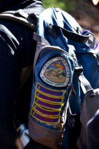 volunteer badges on back pack DSC 2249