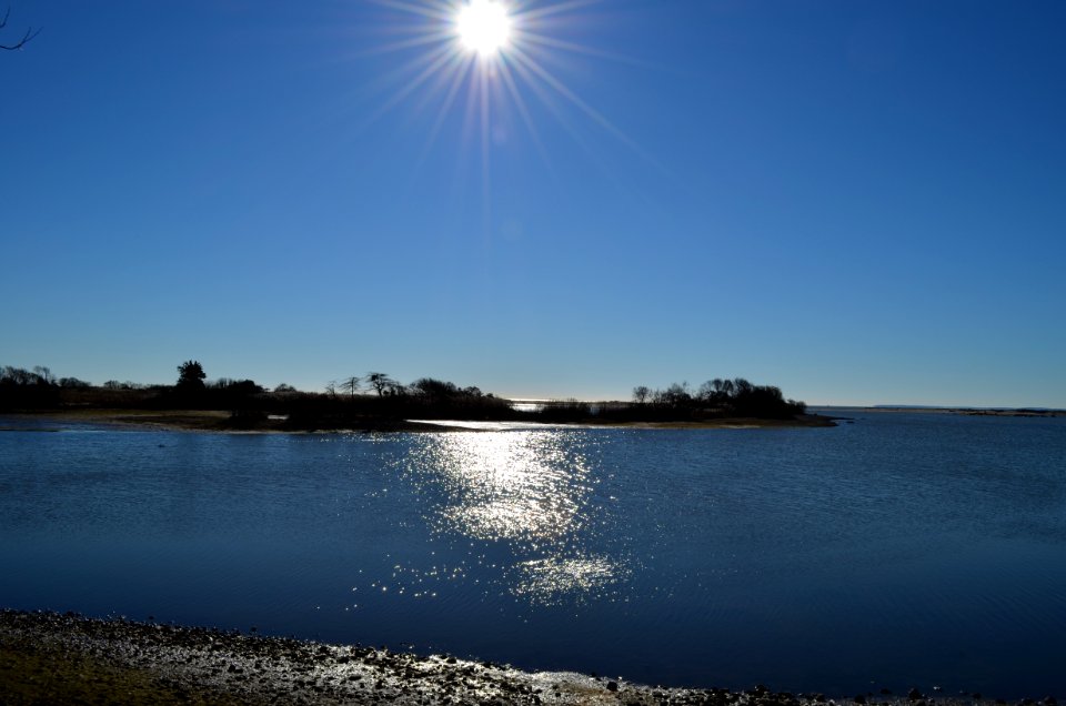 Sunshine reflects on Trustom Pond (RI)