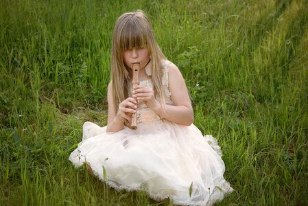 Girl dress meadow photo