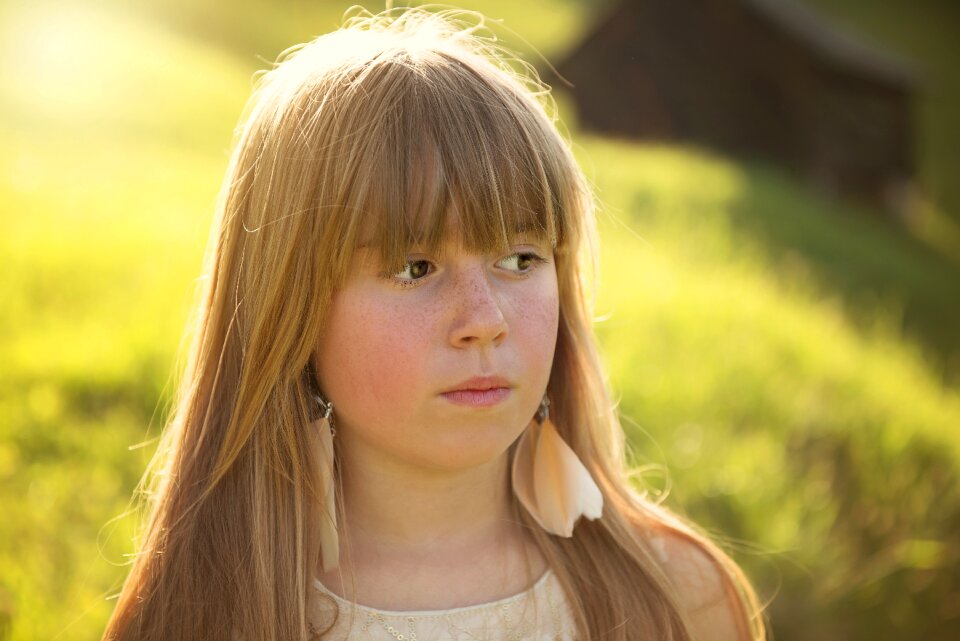 Blond long hair face