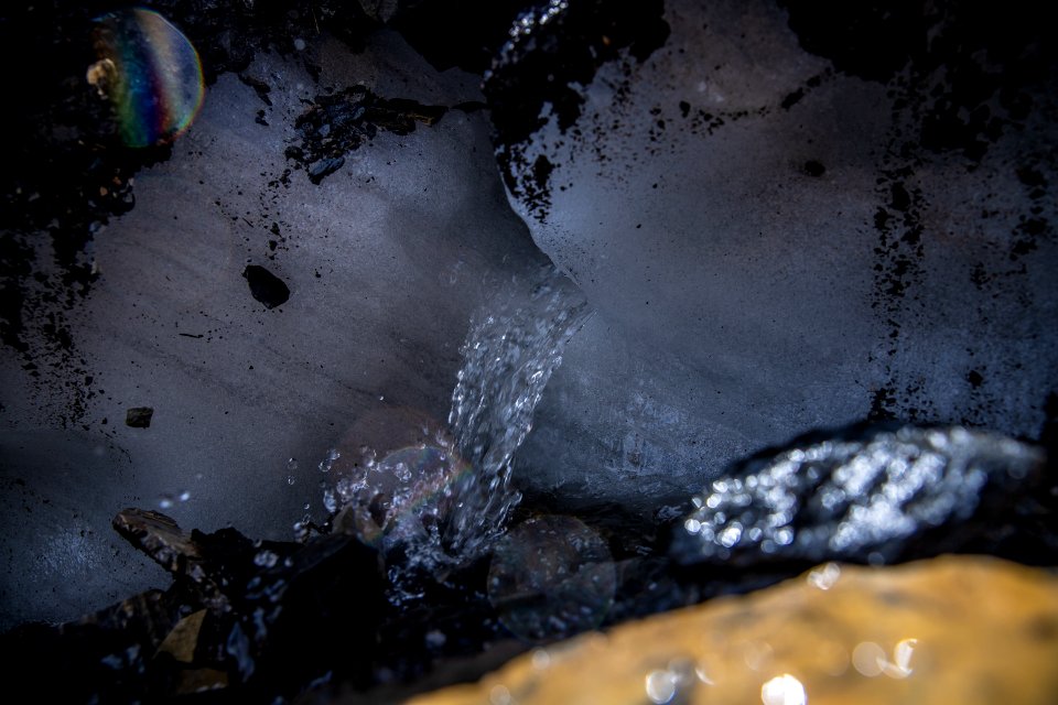 Water running over Sexton Glacier.