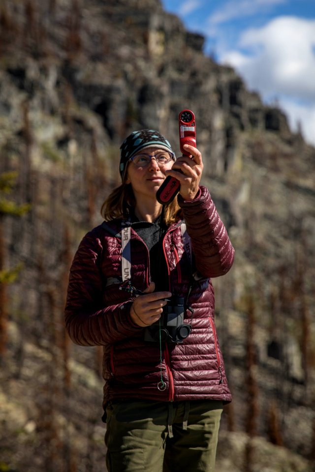 hawk watcher measuring wind speed