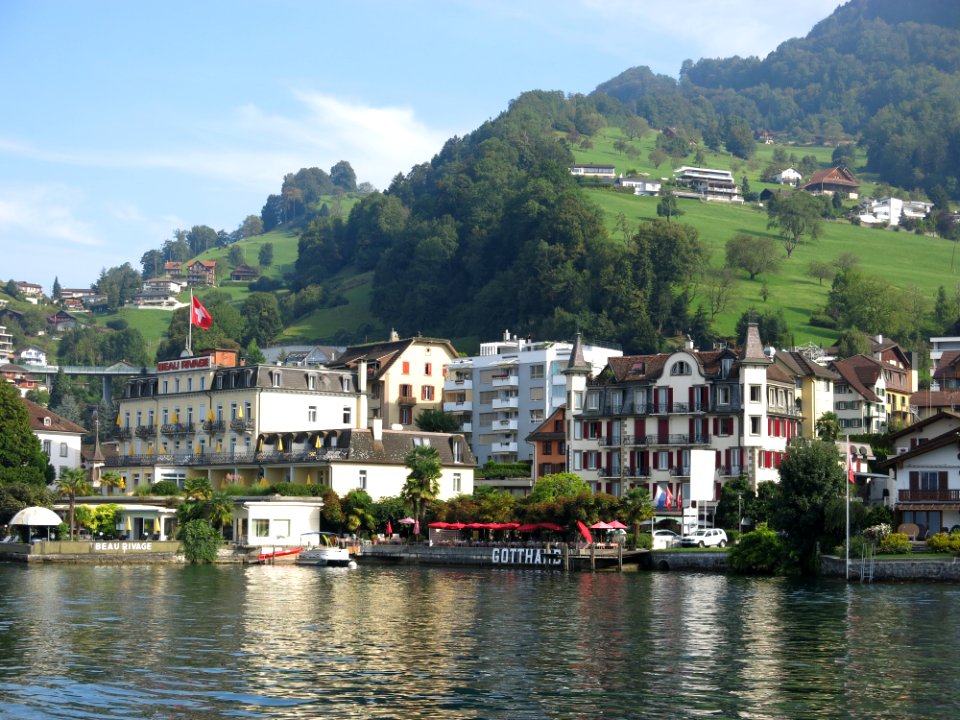 Travelling on the Lake Lucerne aboard the steam ship DS Uri