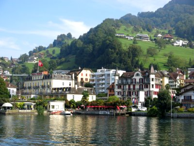 Travelling on the Lake Lucerne aboard the steam ship DS Uri