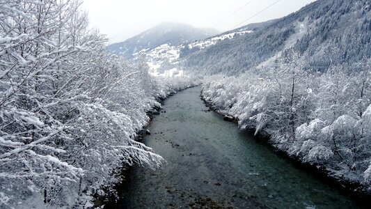 Mountains winter snowfall photo