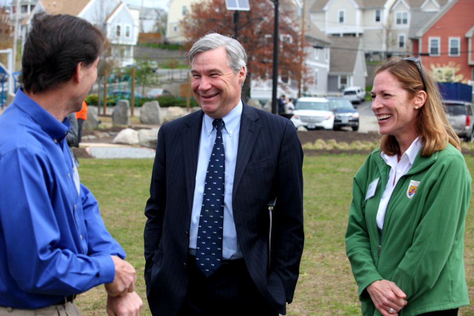 Service Director Dan Ashe, U.S. Senator Sheldon Whitehouse and Service Northeast Regional Director Wendi Weber