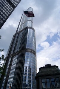 Skyscraper chicago skyline american flag