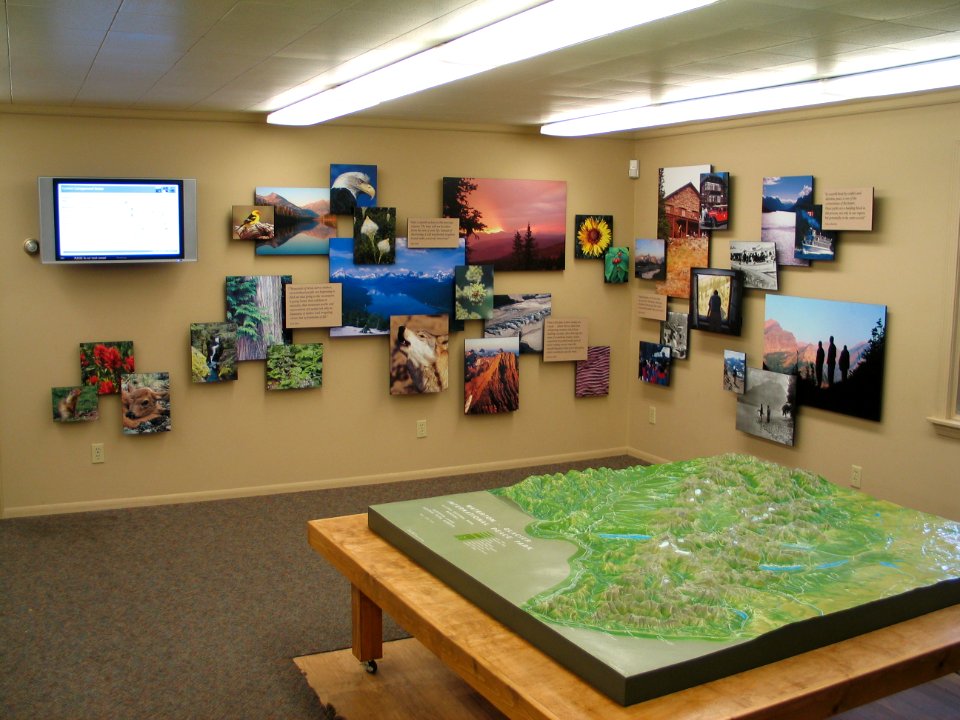 Exhibits in the Apgar Visitor Center