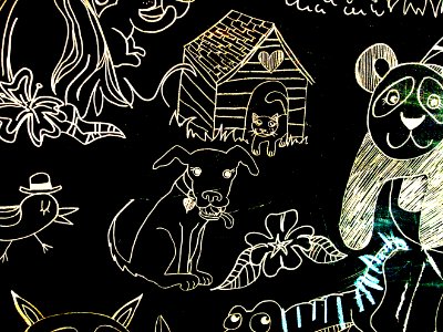 chalk drawing - dog and doghouse