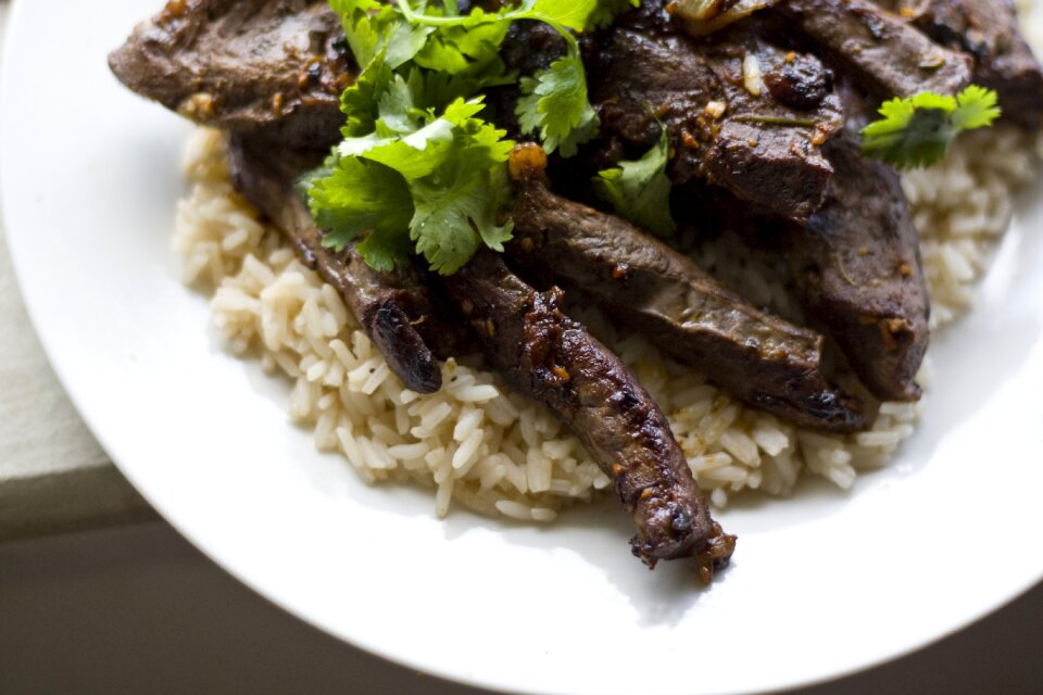 Gourmet cilantro white plate