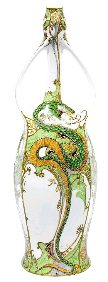 Rozenburg, Den Haag, “Eggshell" Porcelain vase, painted by J.W.Van Rossum.