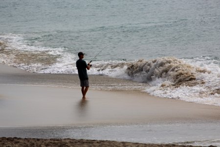 Man surf fishing in Baja