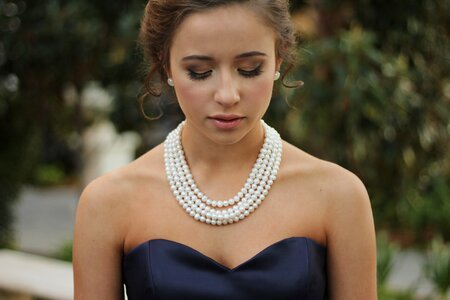 Pearl necklace model person photo