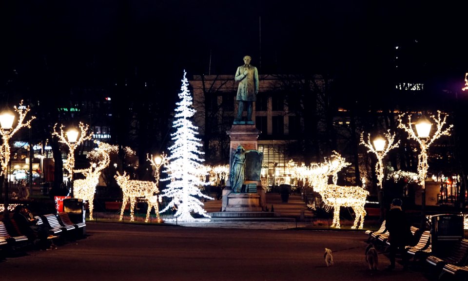 Johann Ludvig Runeberg with Christmas Lights