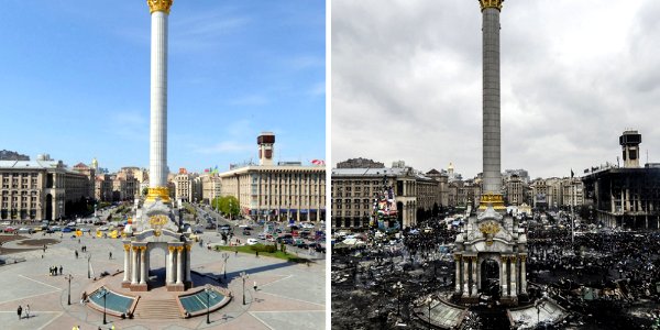 Independence Square---Before and after the revolution