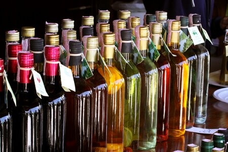 Transparent glass bottle colorful