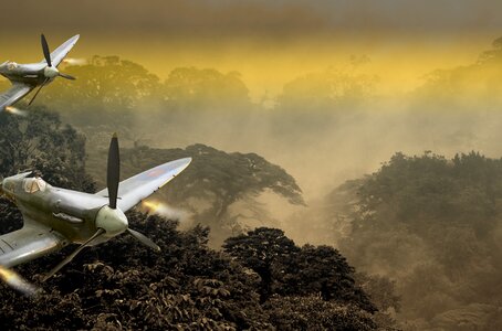 Propeller plane flying propeller