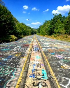 Abandoned Route 61 near Centralia, Pennsylvania. #latergram #naturereclaims #nature #pennsylvania #centralia #abandoned #abandonedplaces #art #graffiti  #graffitihighway #offbeat #roadtrip #family #minefire #coalfire