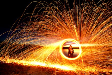 Steel wool sparks photo