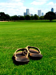 Sandals on grass
