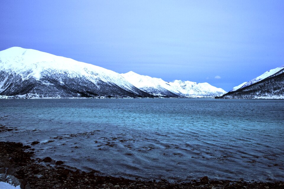 Iceland snow glacial lake