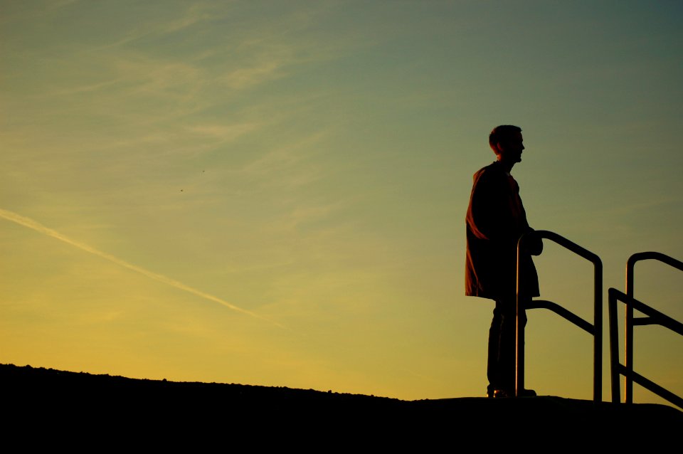 Photographer in sunset