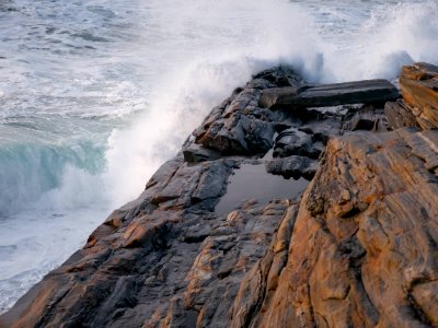 Waves crash upon Pemaquid Point